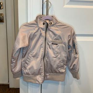 Satin Rose Gold Kids Bomber Jacket Size 4